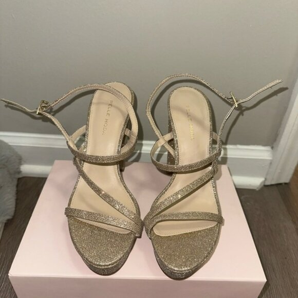 Pelle Moda sparkly gold platform chunky heel - Picture 1 of 6